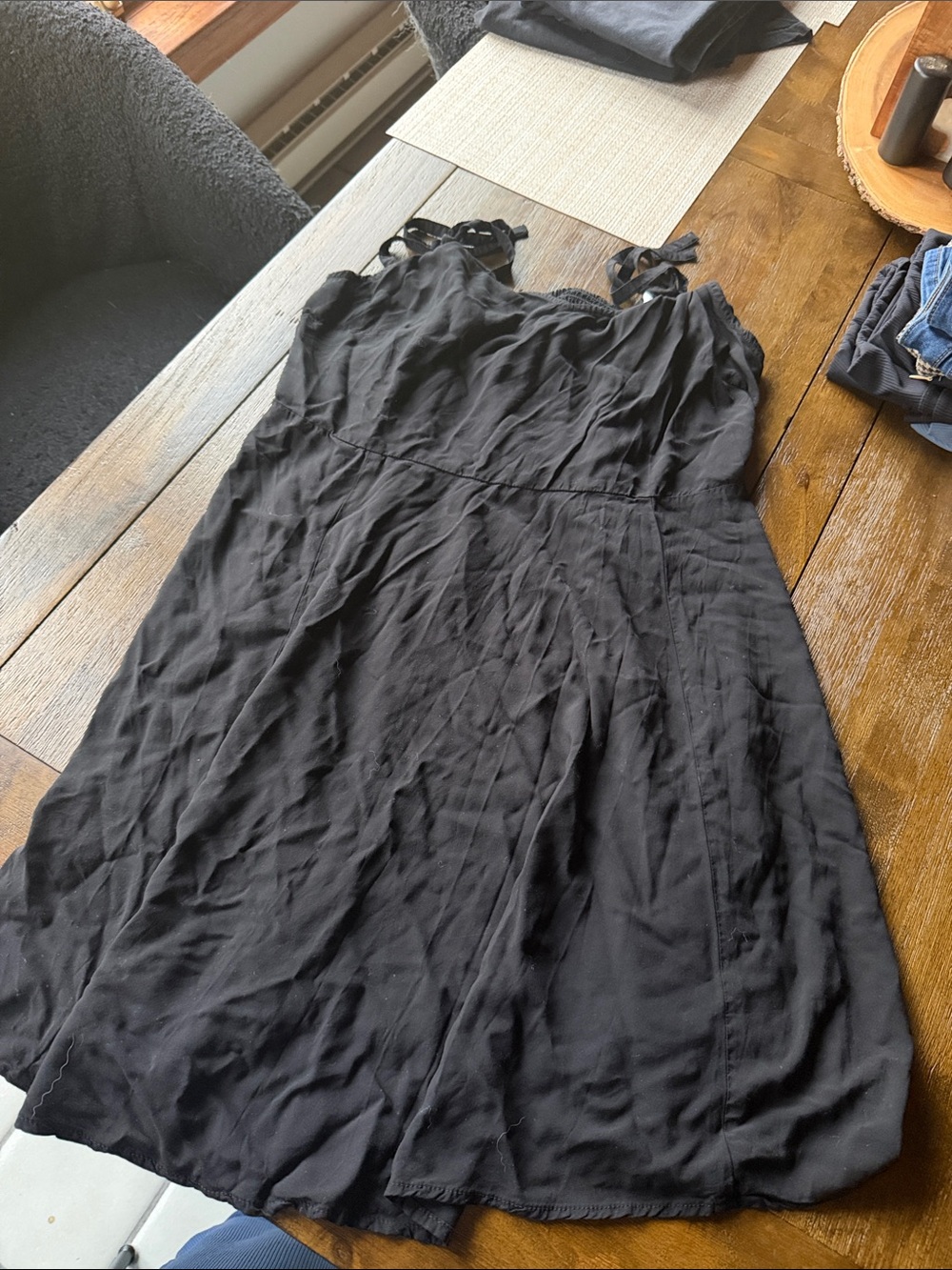 GAP Black Mini Tie-Shoulder Sundress